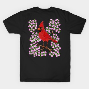 Red Cardinal bird dogwood flower North Carolina Virginia T-Shirt